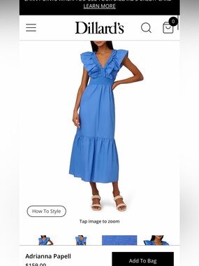 Adrianna Papell V Neck Ruffle Dress